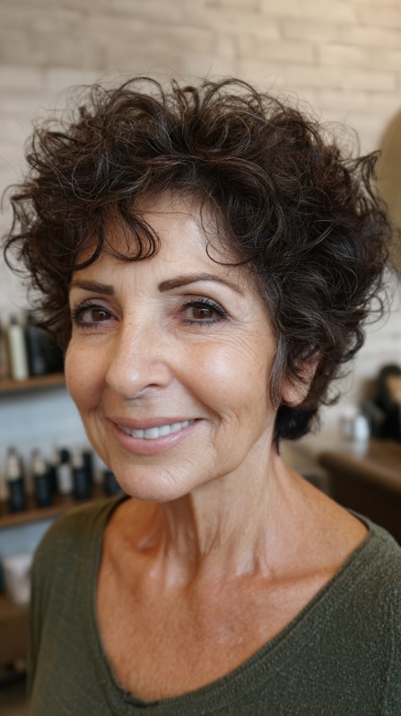 Textured Short Curly Cut with Volume