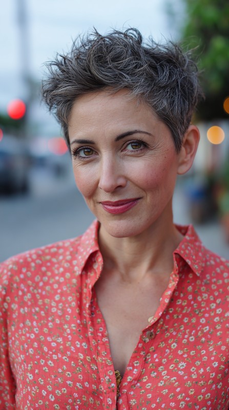 Textured Short Pixie Cut with Subtle Volume