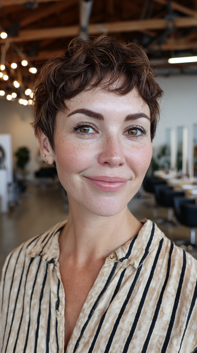 Textured Short Pixie with Defined Curls
