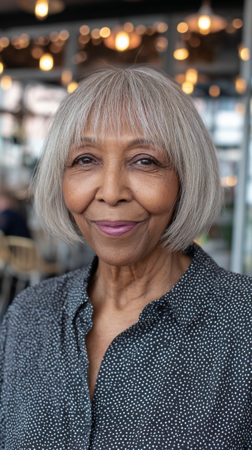 Textured Silver Bob with Wispy Layers
