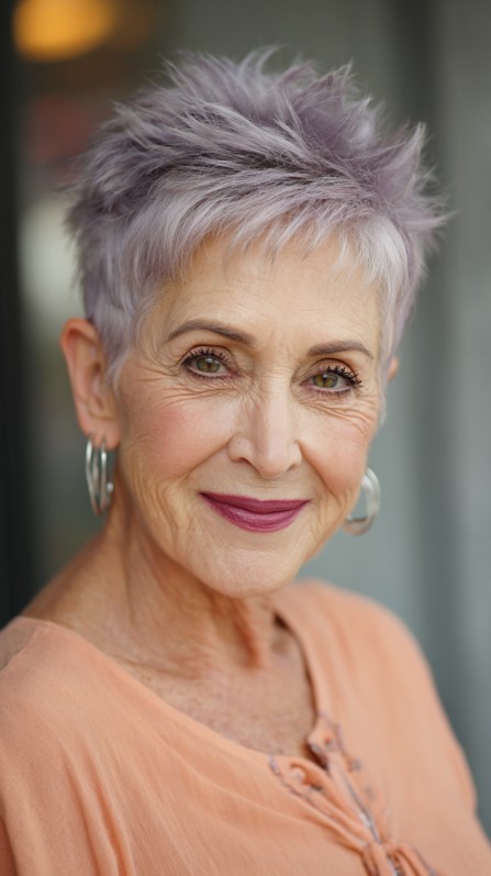 Textured Silver Pixie with Lavender Undertones
