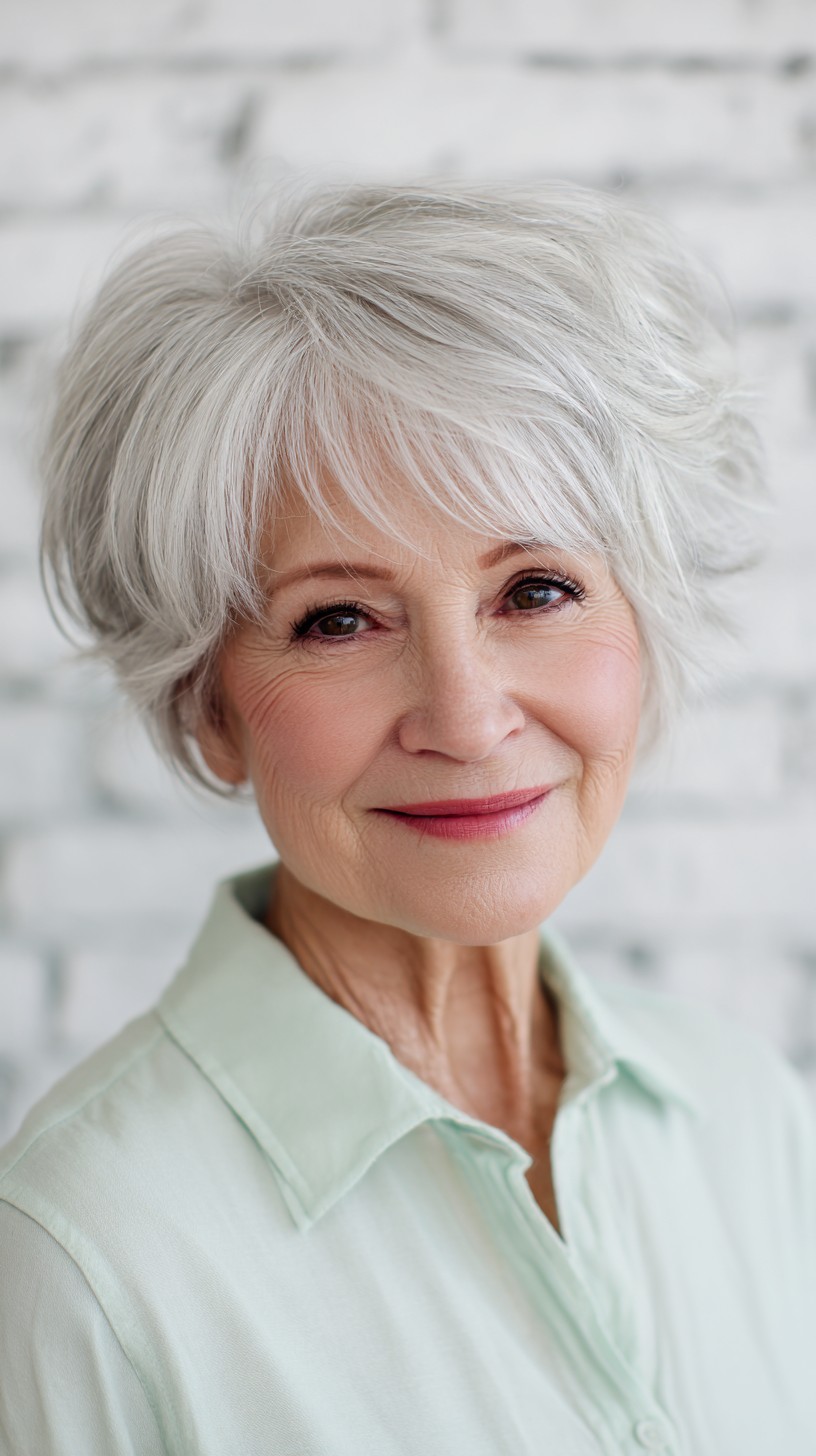 Textured Silver Wispy Bob with Soft Volume