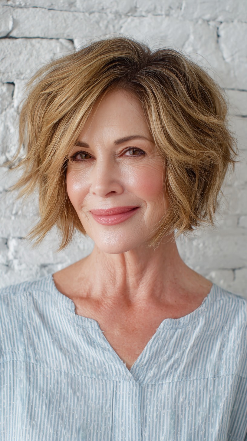 Textured Wispy Bob with Voluminous Layers
