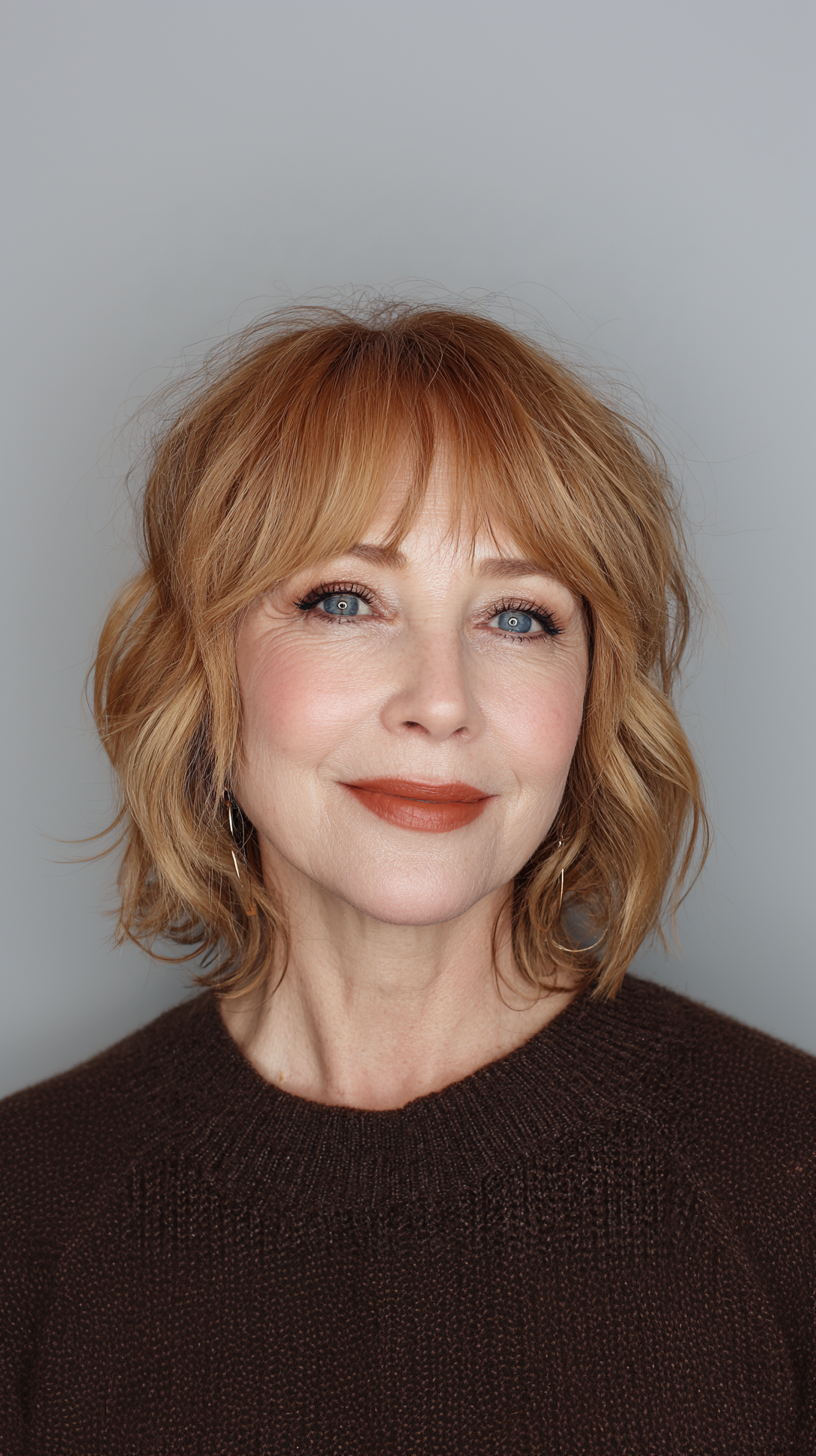 Warm Textured Bob with Soft Waves