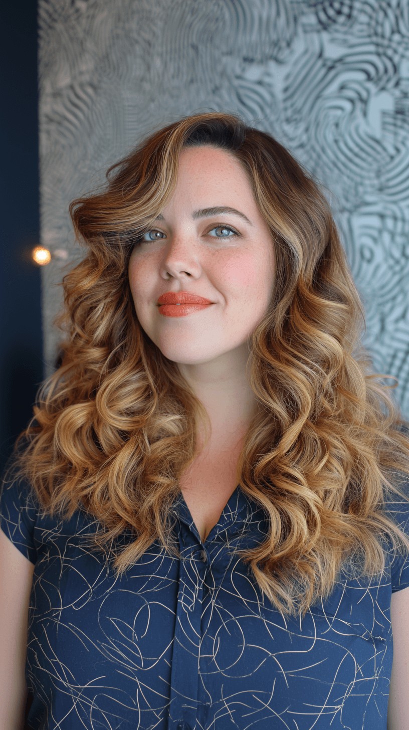 Bold Cascading Curls with Warm Highlights
