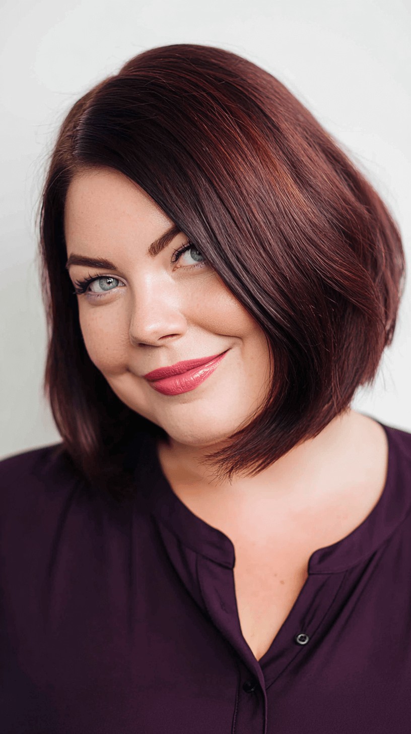 Chic Angular Bob with Rich Mahogany Tones