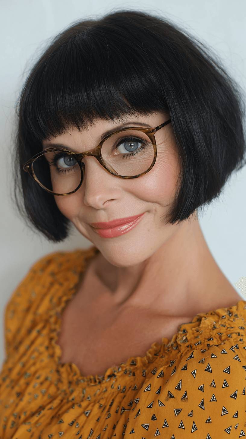 Chic Angular Bob with Soft Bangs