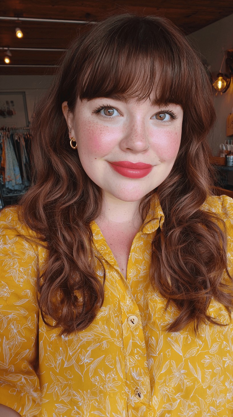 Chic Textured Curls with Soft Bangs