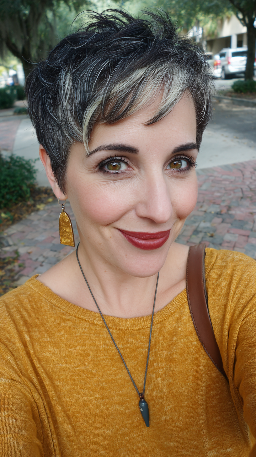 Chic Textured Pixie Cut with Bold Highlights