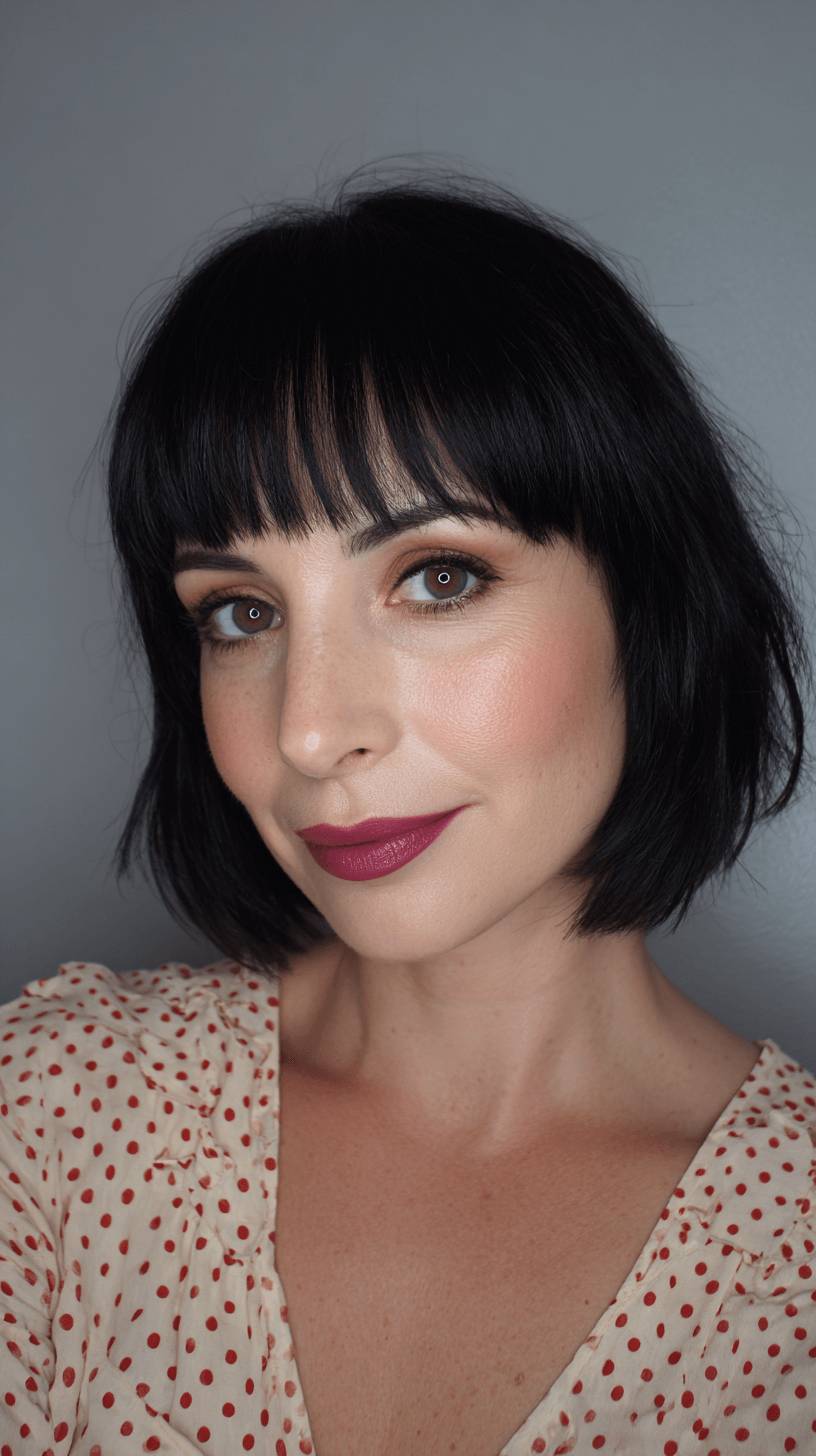 Chic Textured Razor Cut Bangs with Bold Bob