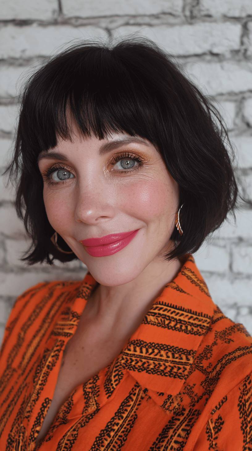 Chic Textured Razor Cut Bangs with Playful Volume