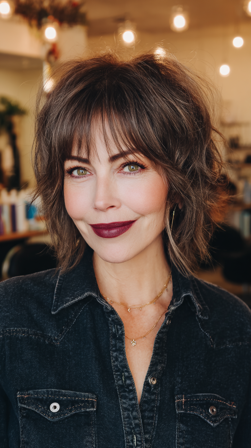 Choppy Textured Bob with Bangs