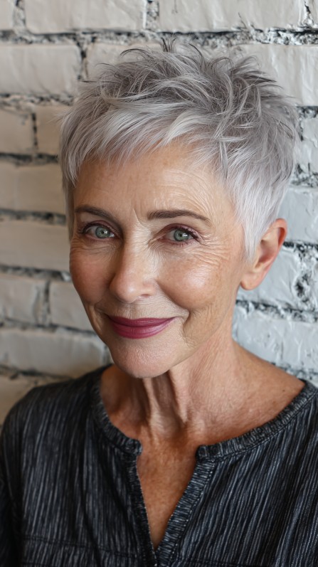 Choppy Textured Pixie Cut with Subtle Highlights