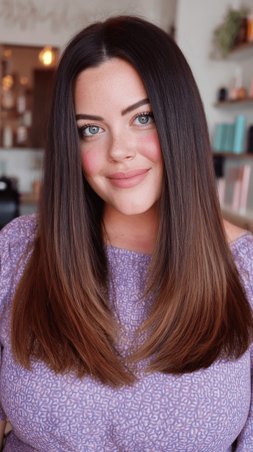 Elegant Chocolate Ombre Long Straight Hair