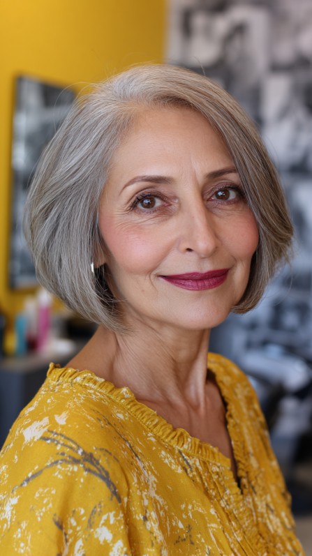 Elegant Soft Grey Bob with Subtle Volume