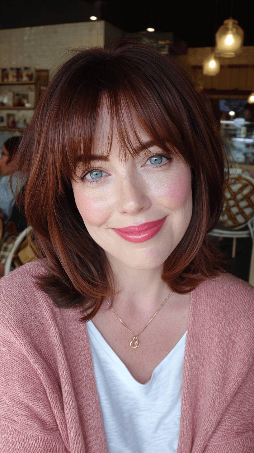 Elegant Textured Razor Cut Bangs with Subtle Volume