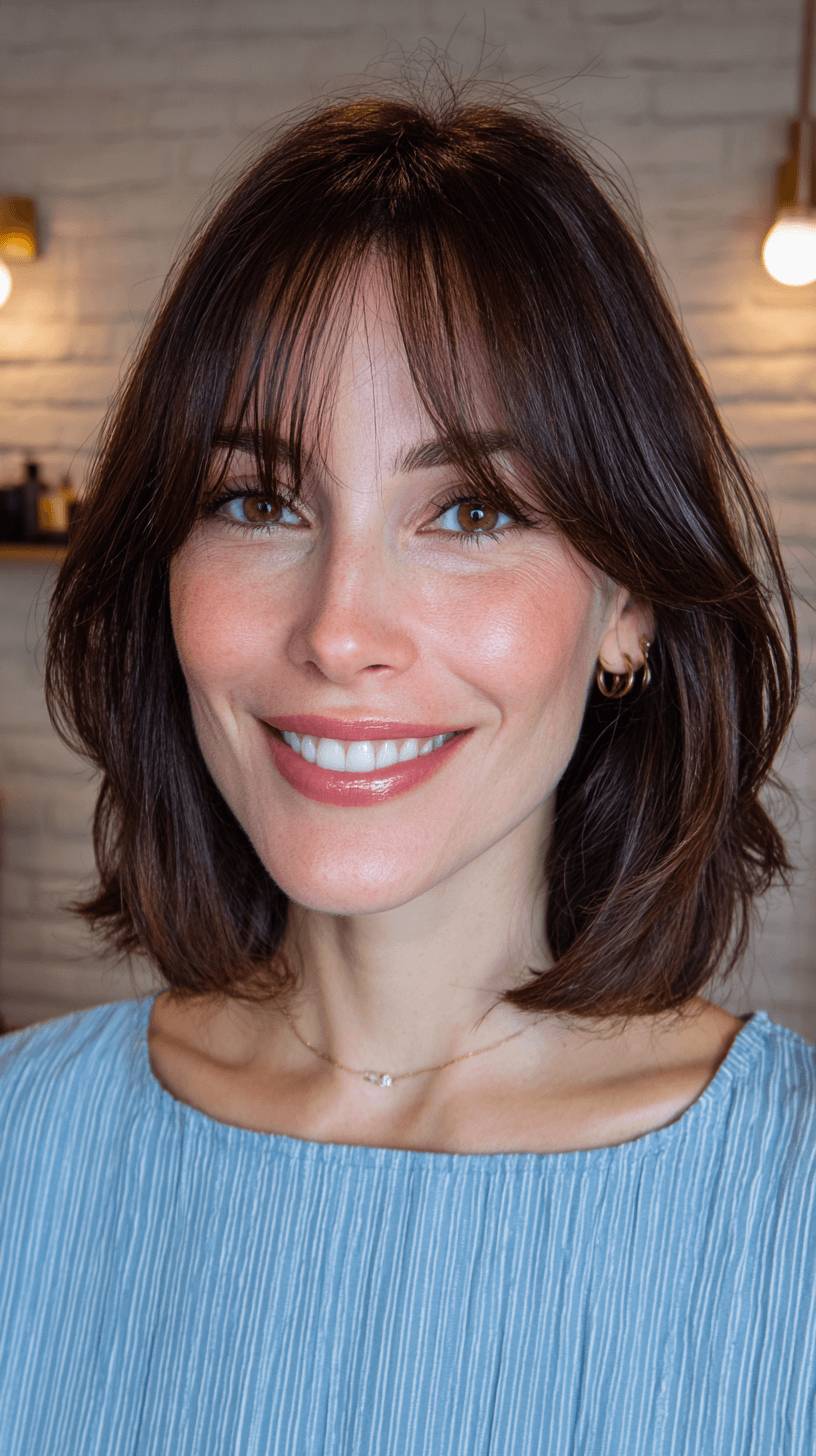 Modern Textured Razor Cut Bangs with Soft Layers