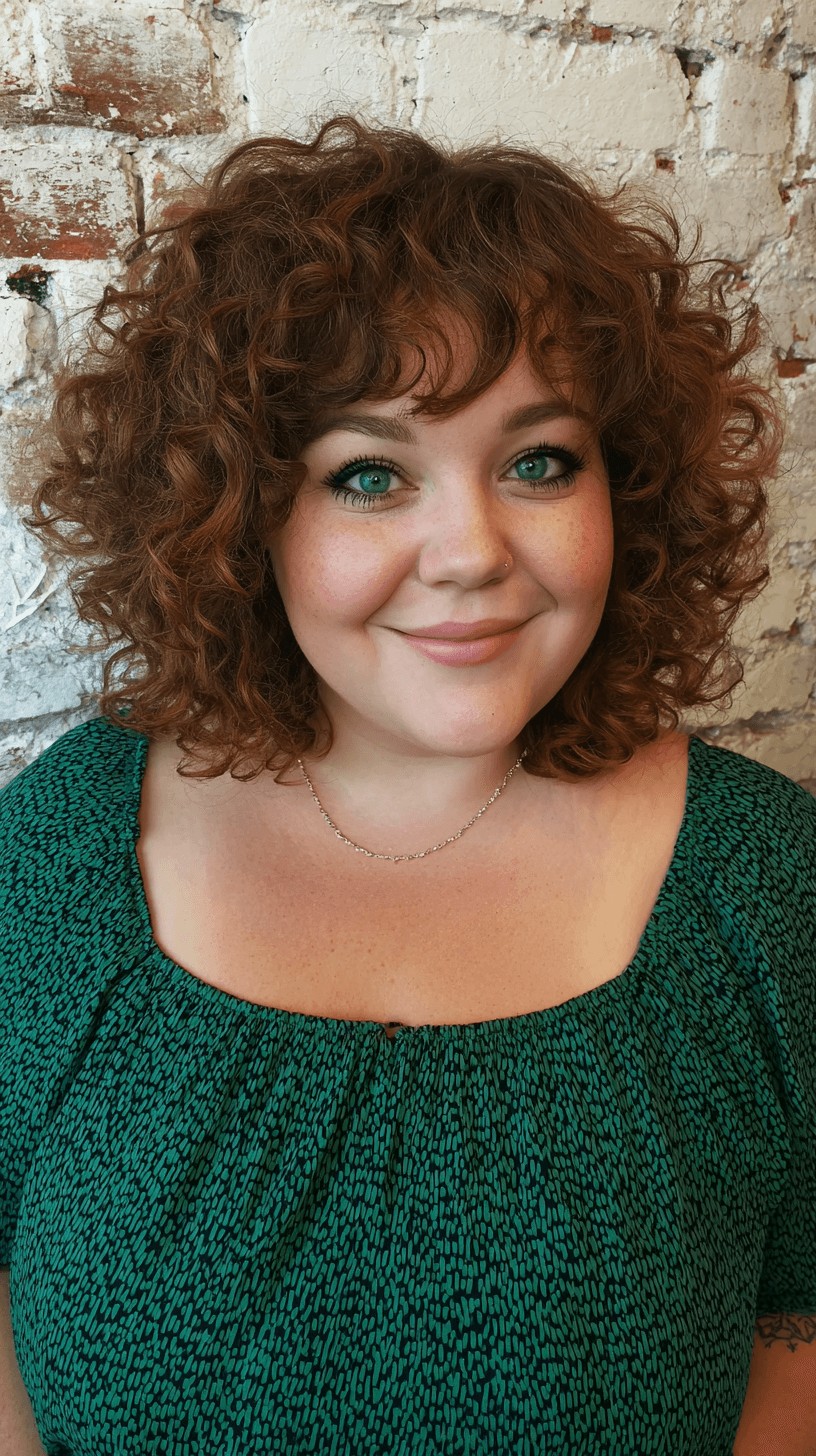 Playful Curly Lob with Defined Bangs
