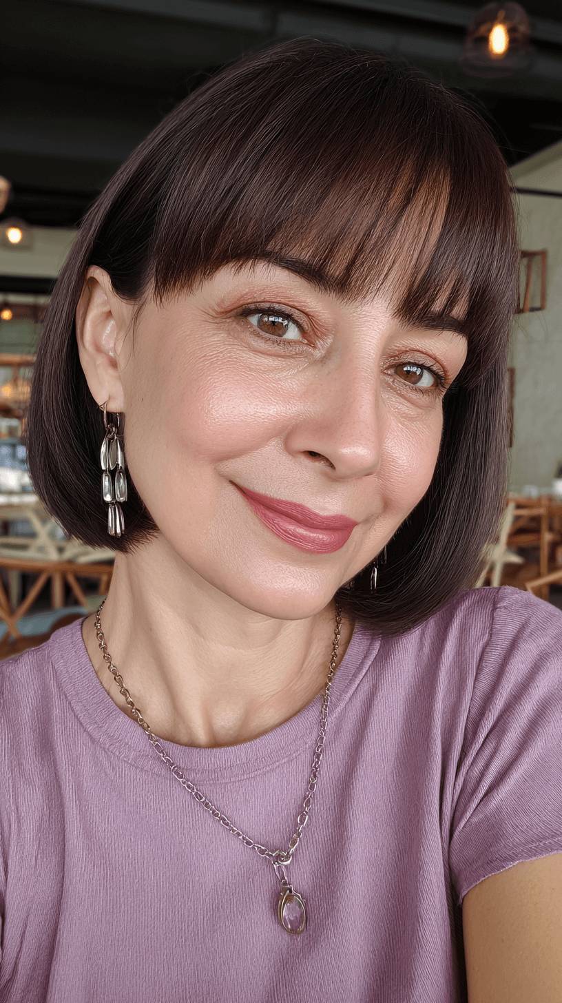 Sleek Razor Cut Bangs with Glossy Finish