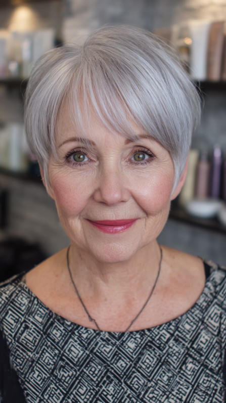 Sleek Short Grey Pixie with Soft Volume
