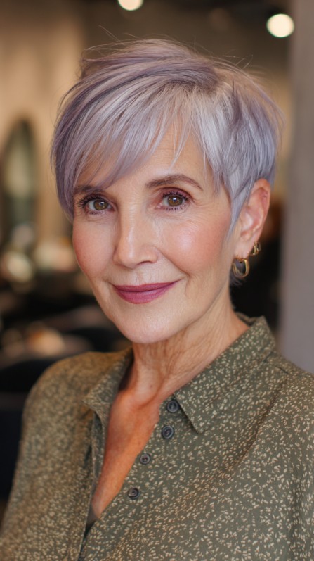 Stylish Soft Lavender Pixie Cut with Texture