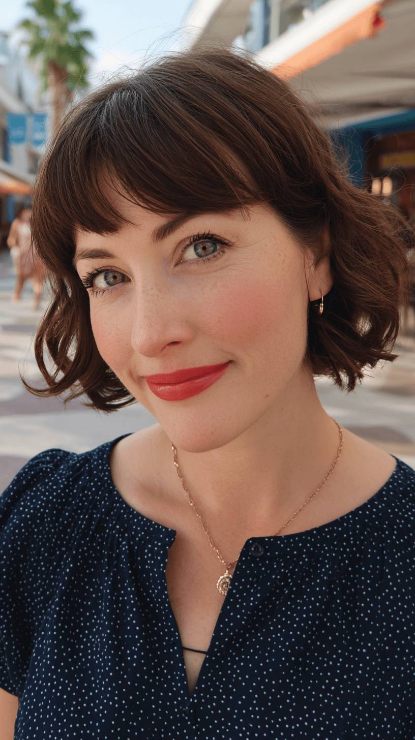 Textured Razor Cut Bangs with Bouncy Curls