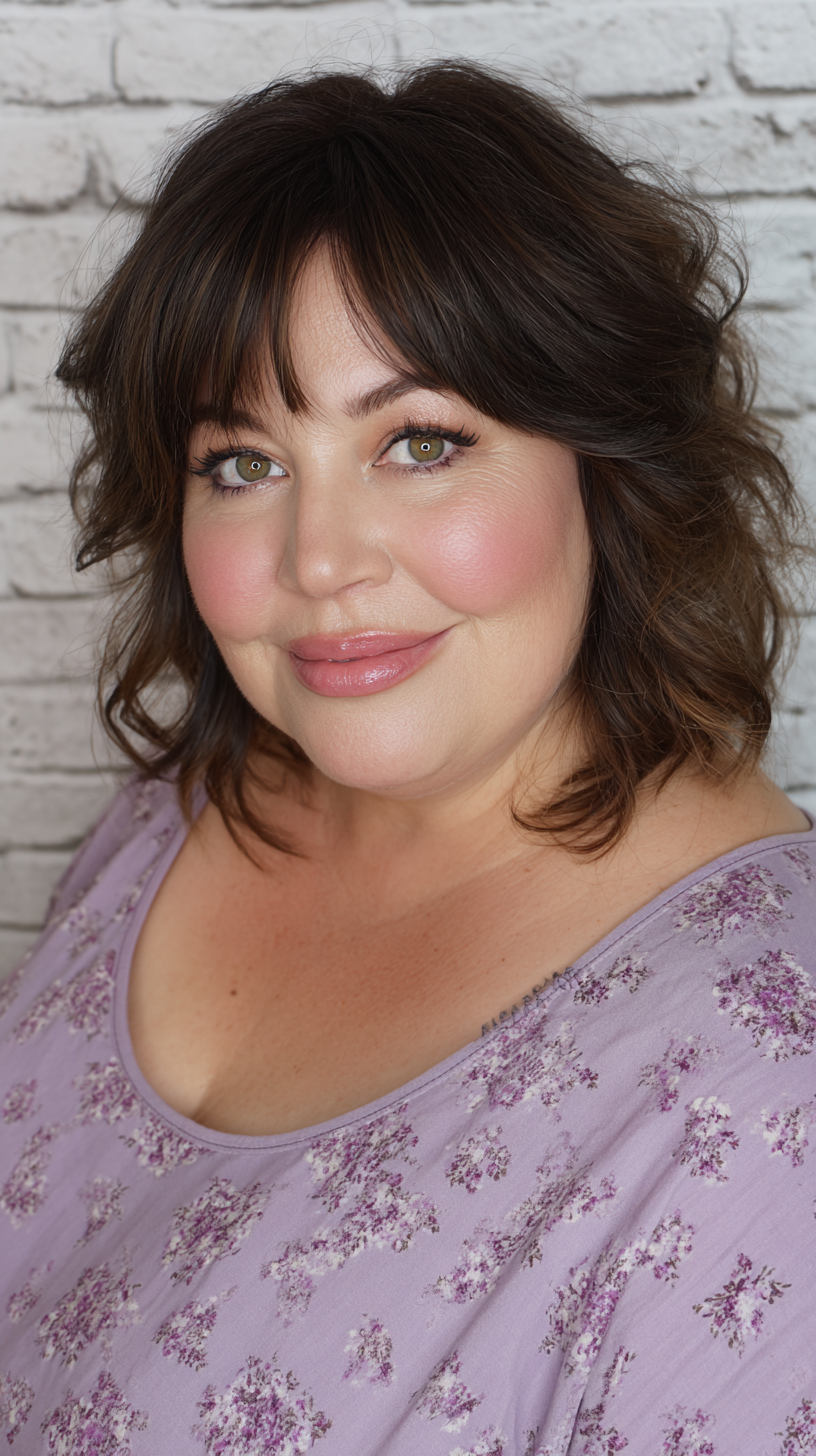 Textured Shoulder-Length Cut with Soft Bangs