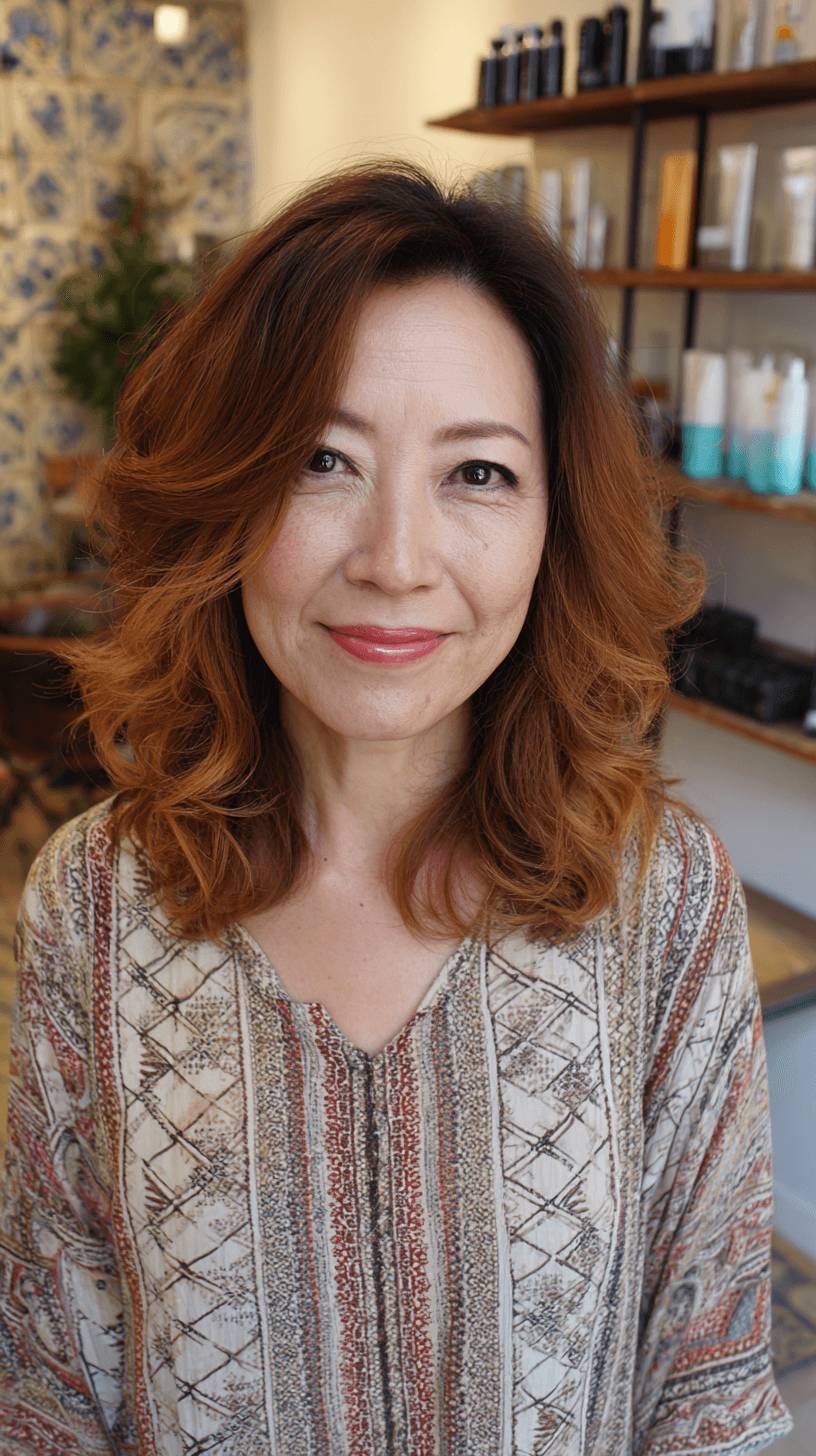 Textured Waves with Radiant Copper Highlights