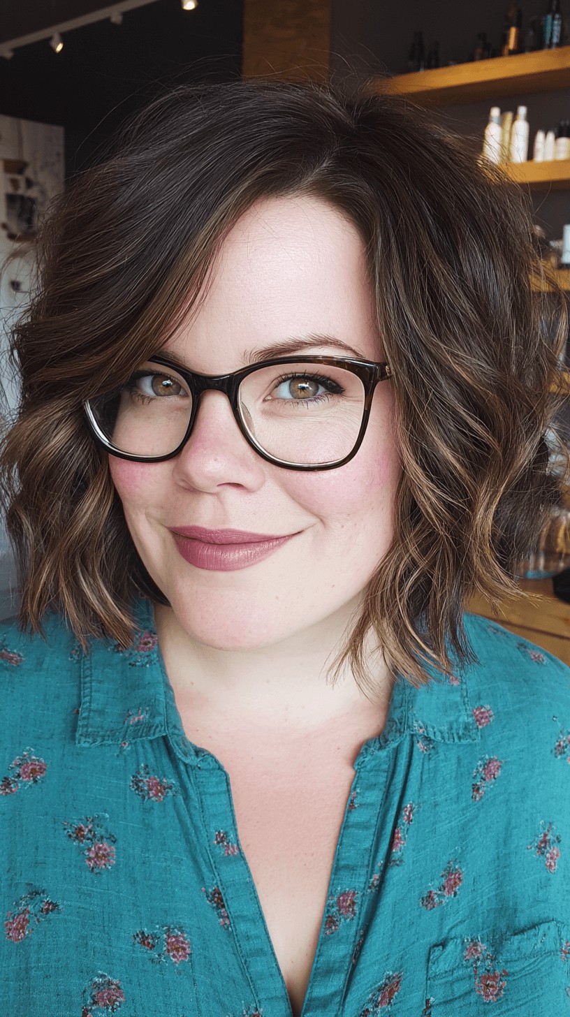 Trendy Textured Bob with Subtle Balayage Highlights