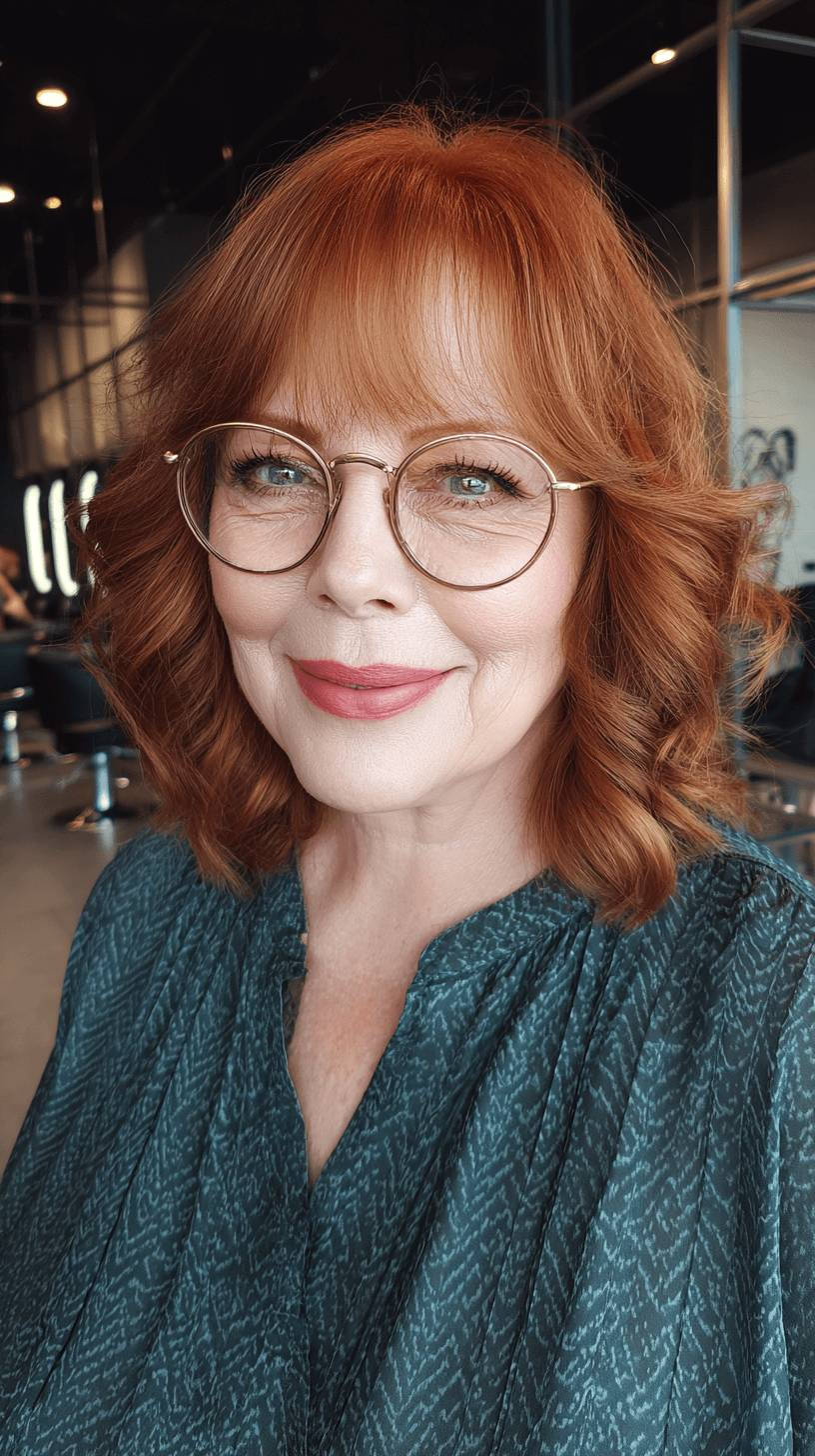 Charming Soft Curly Layers with Wispy Bangs