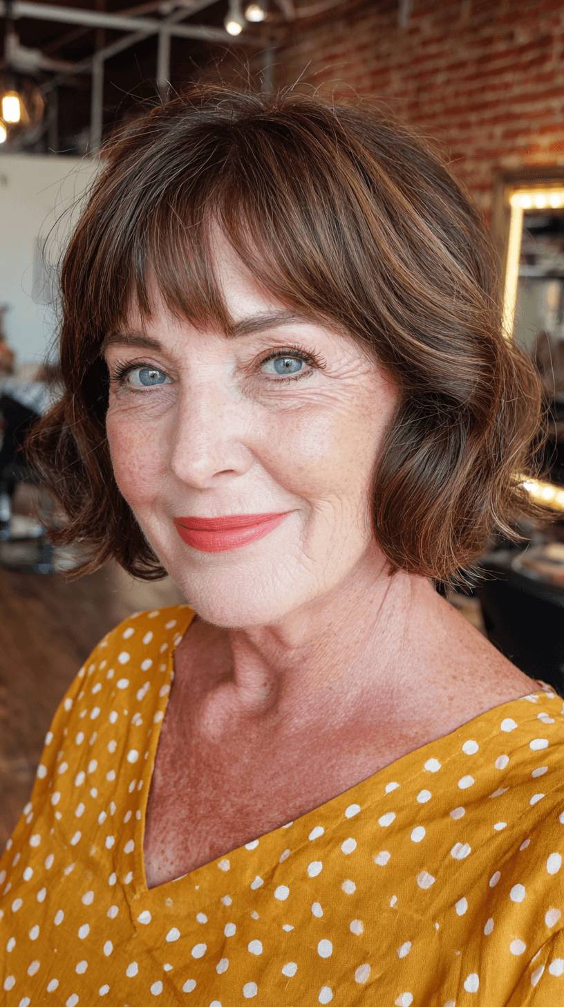 Chic Curly Lob with Soft Bangs