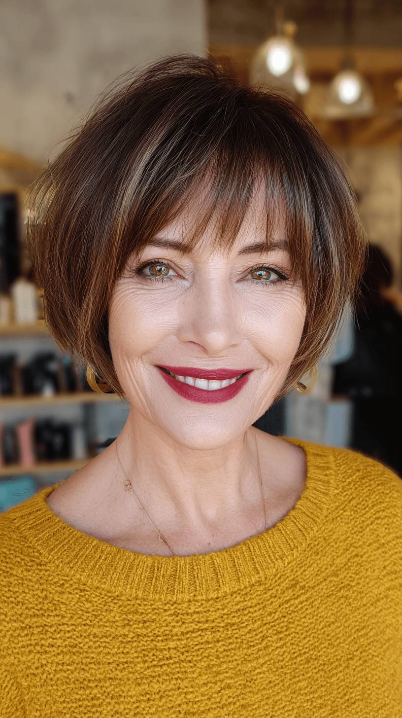 Chic Textured Bob with Soft Bangs