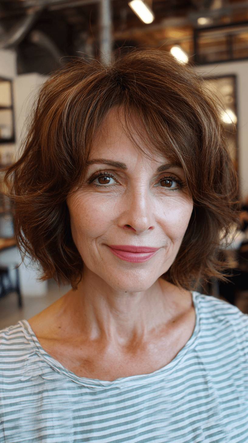 Chic Textured Mid-Length Bob with Fluffy Layers