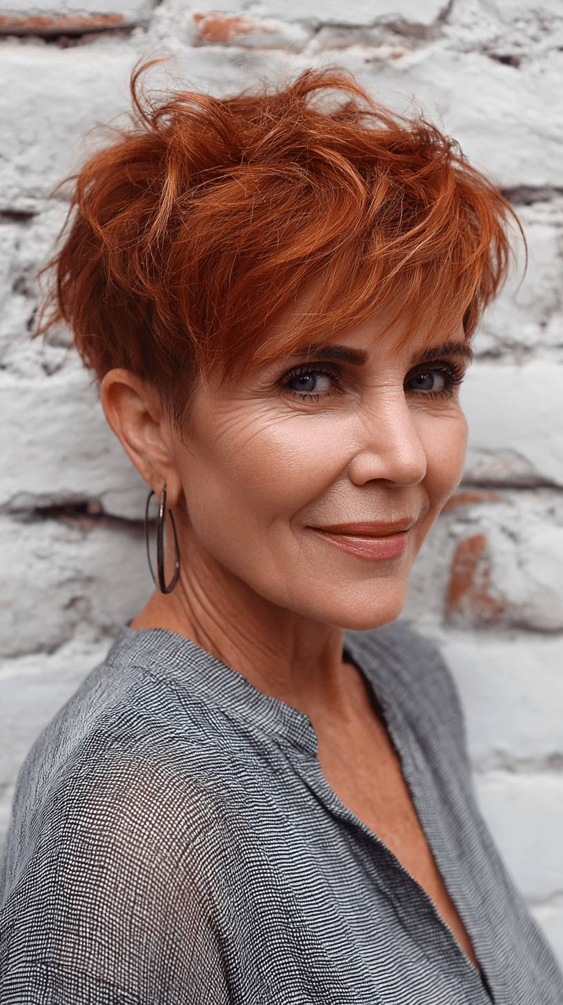 Textured Short Copper Pixie Cut