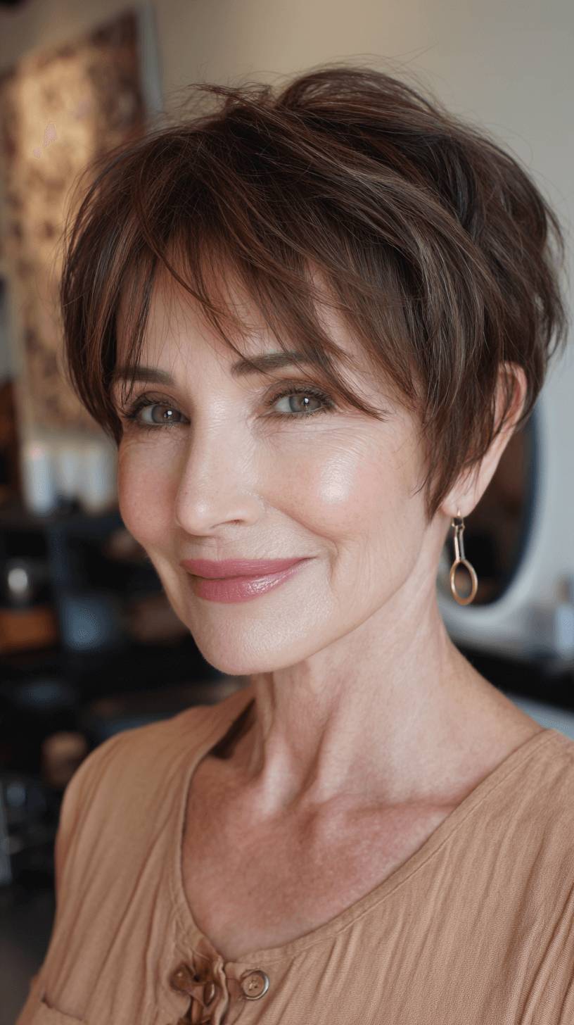 Textured Short Crop with Soft Fringe