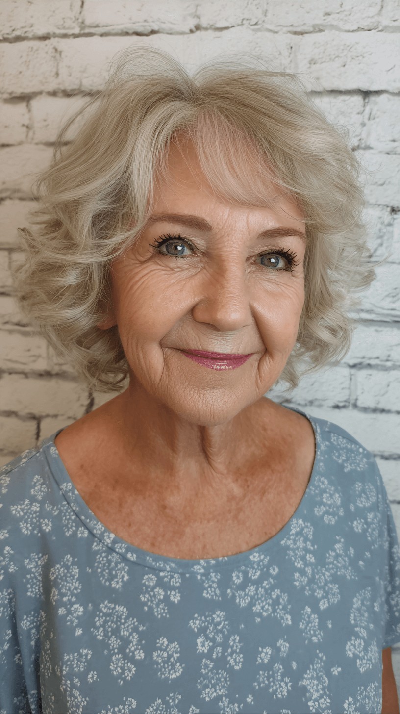 Chic Curly Silver Butterfly Cut with Soft Layers