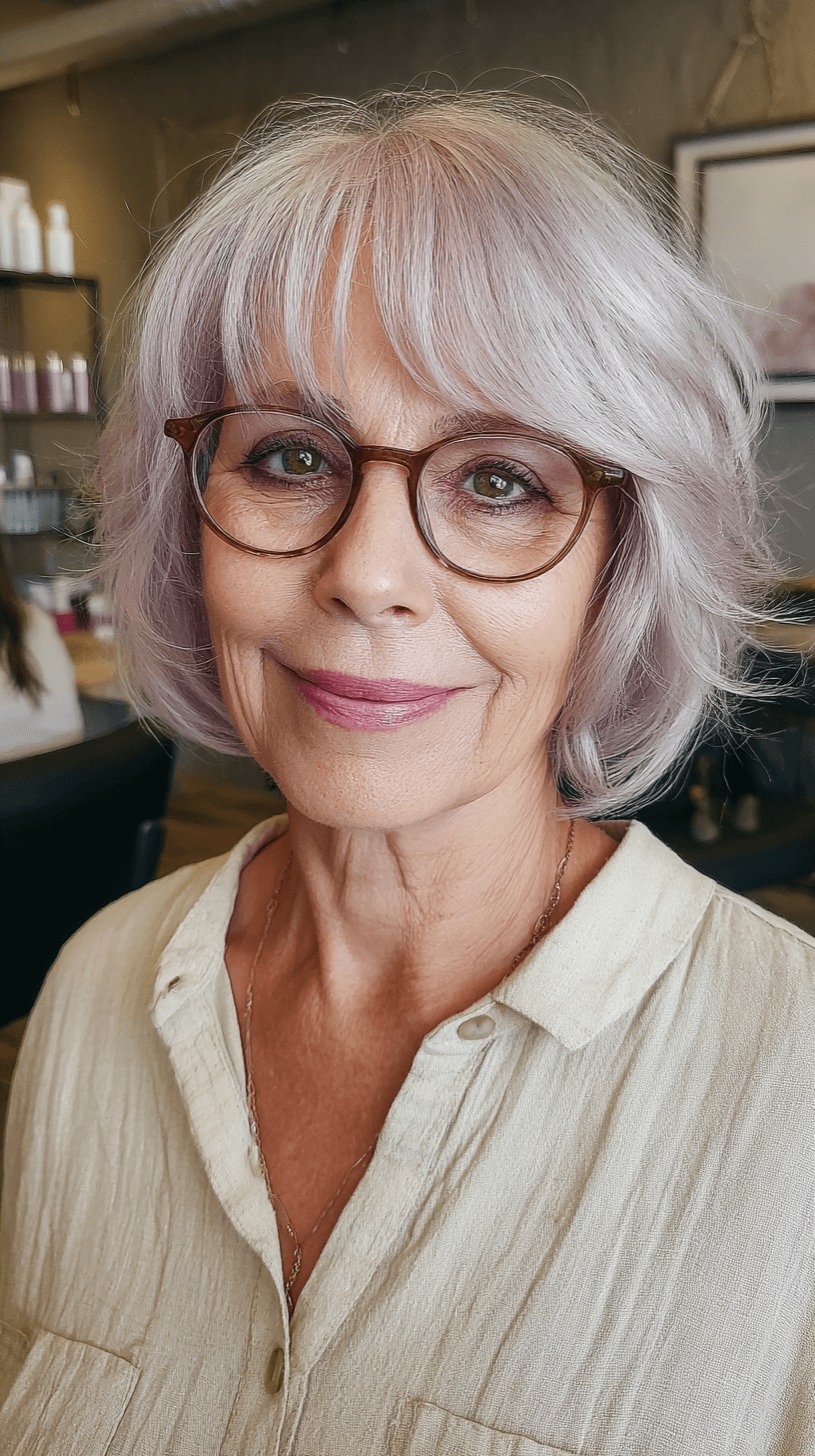Chic Lavender Butterfly Cut with Soft Layers