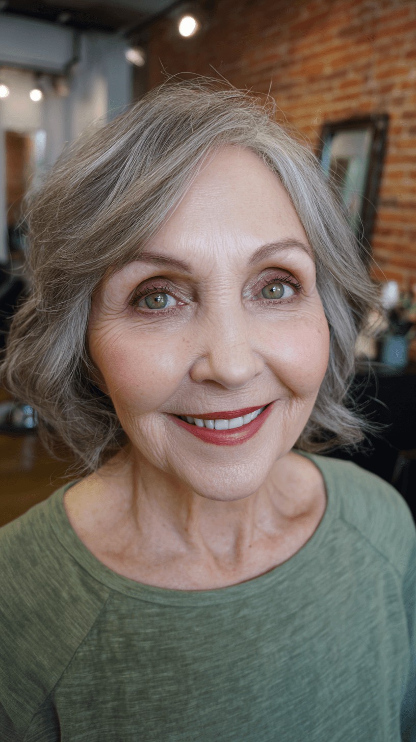 Chic Textured Gray Butterfly Cut with Soft Bouncy Layers