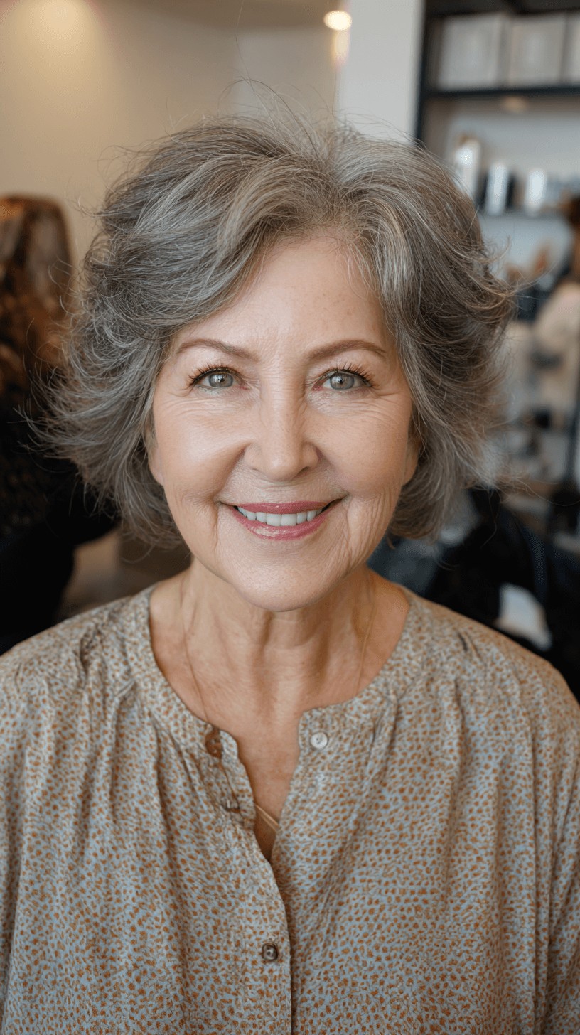 Chic Textured Gray Butterfly Cut with Soft Volume