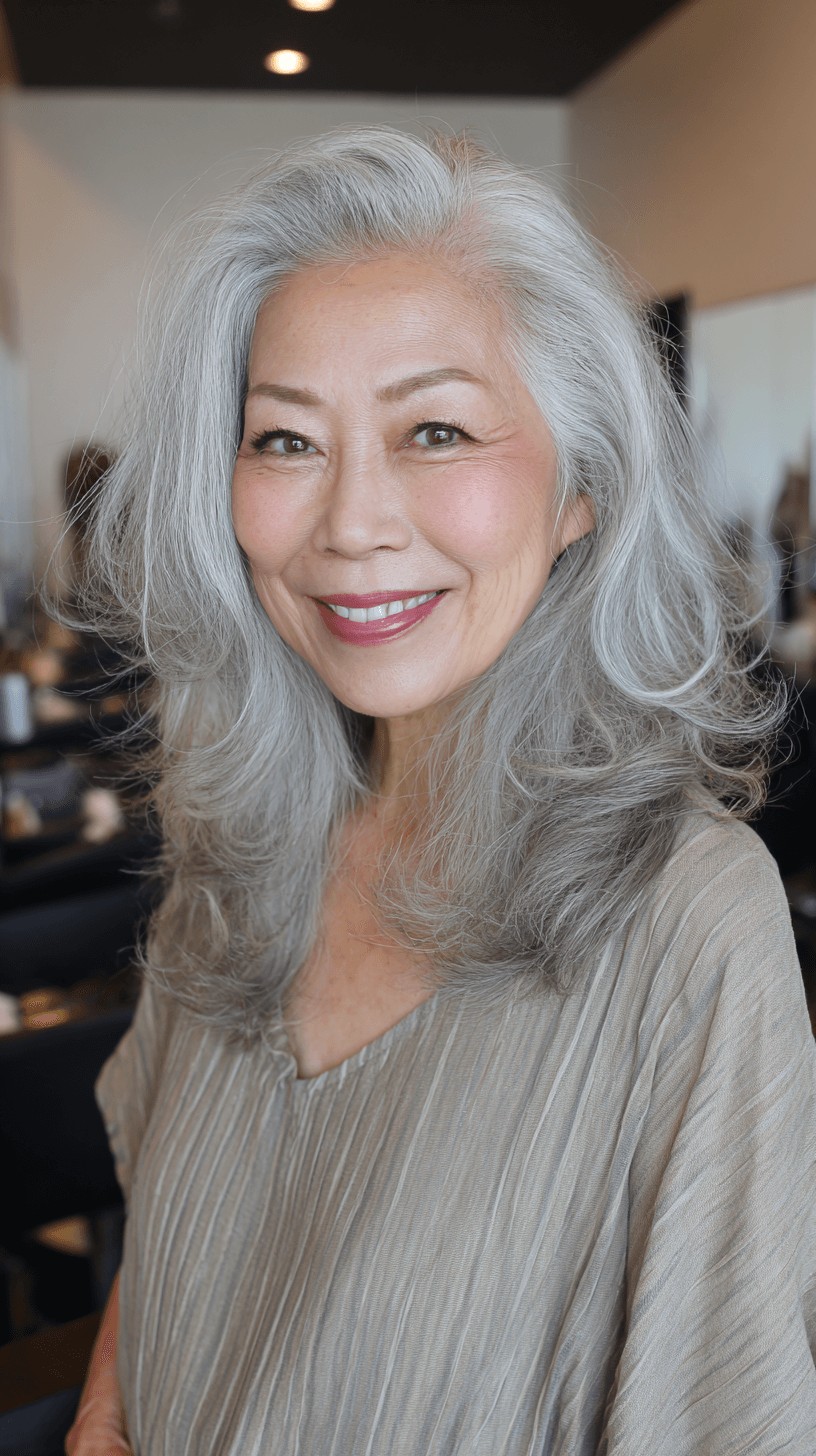 Elegant Silver Butterfly Cut with Soft Volume