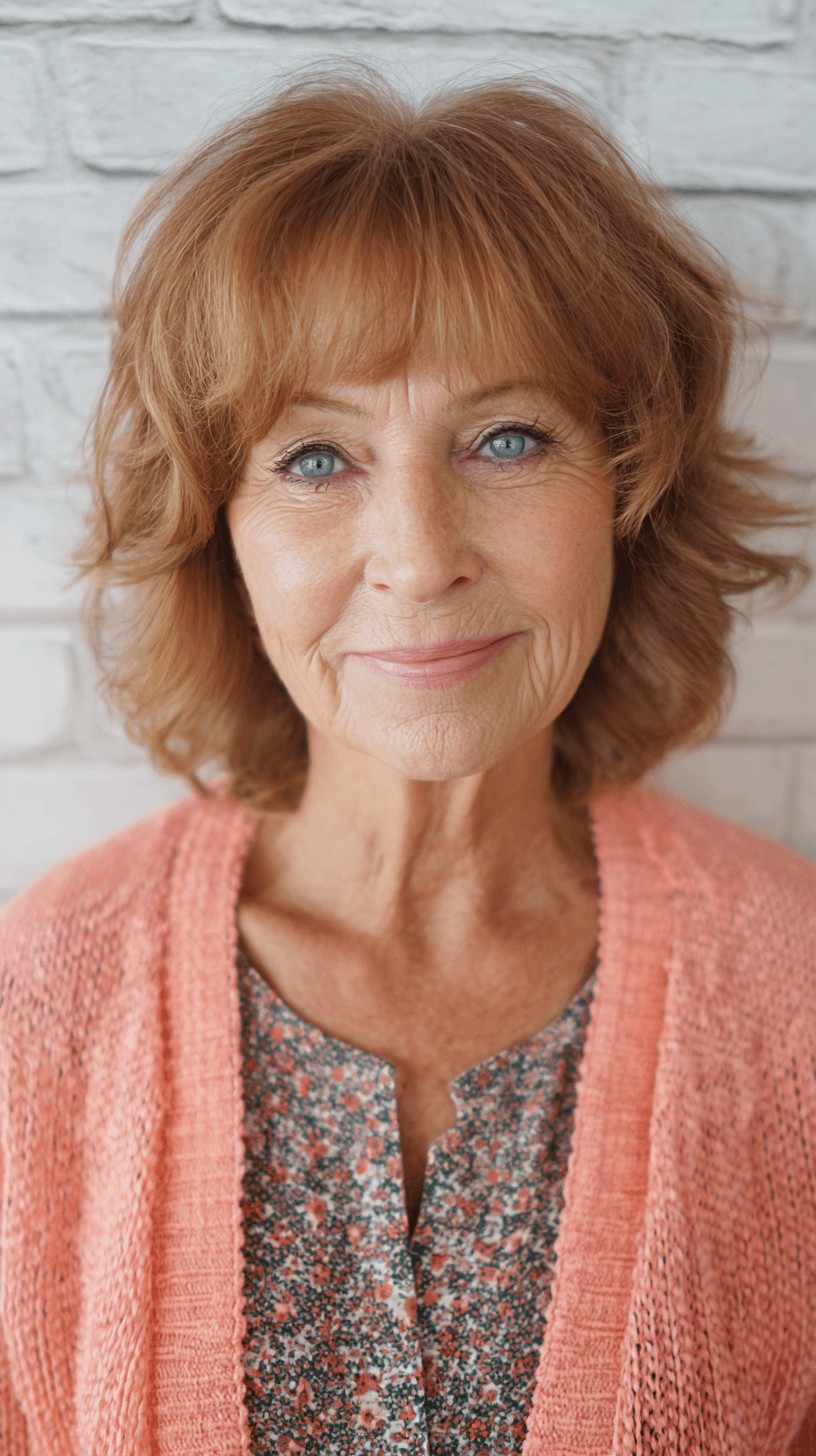 Textured Auburn Shag with Soft Bangs