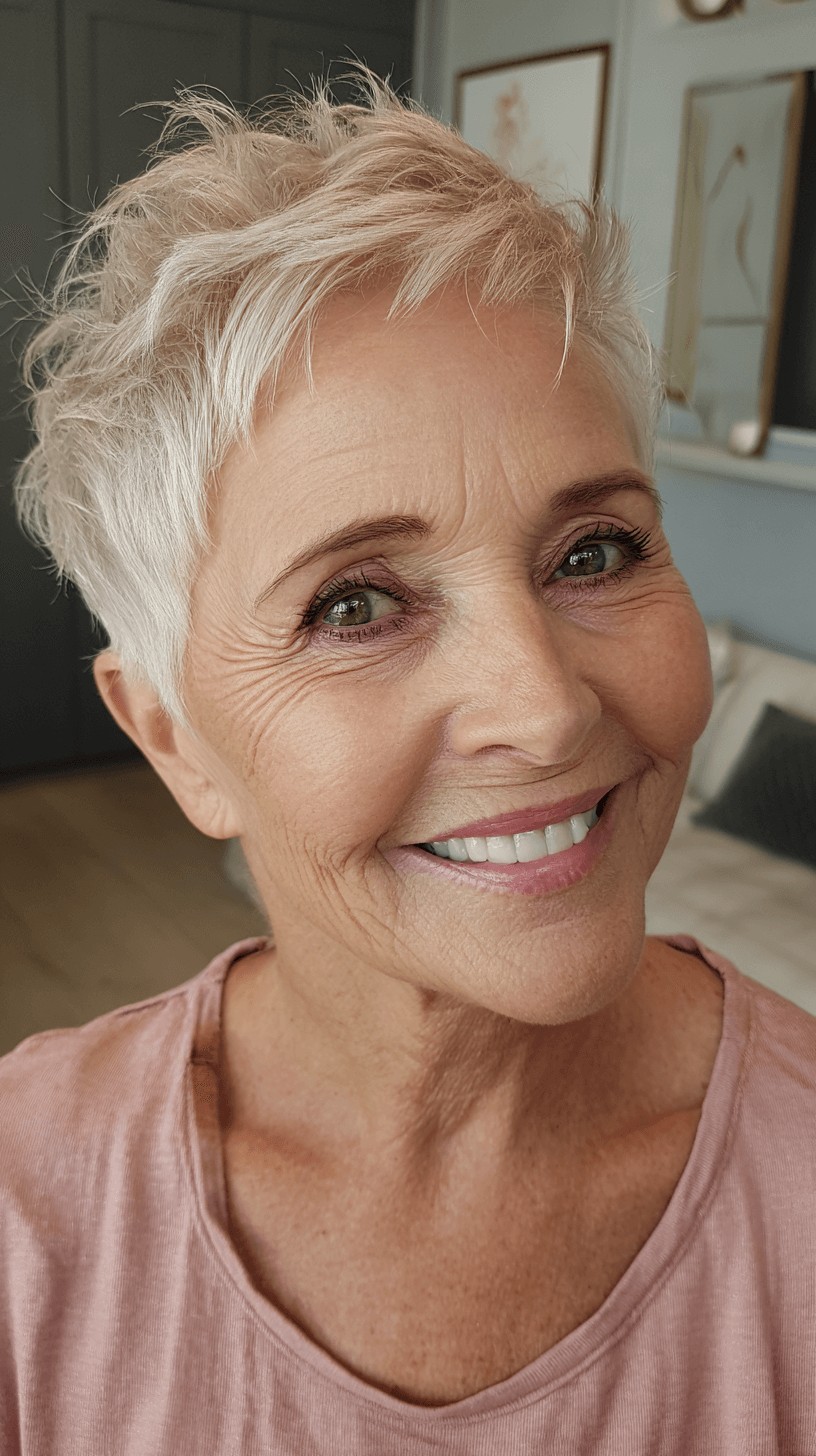 Textured Platinum Pixie with Soft Volume
