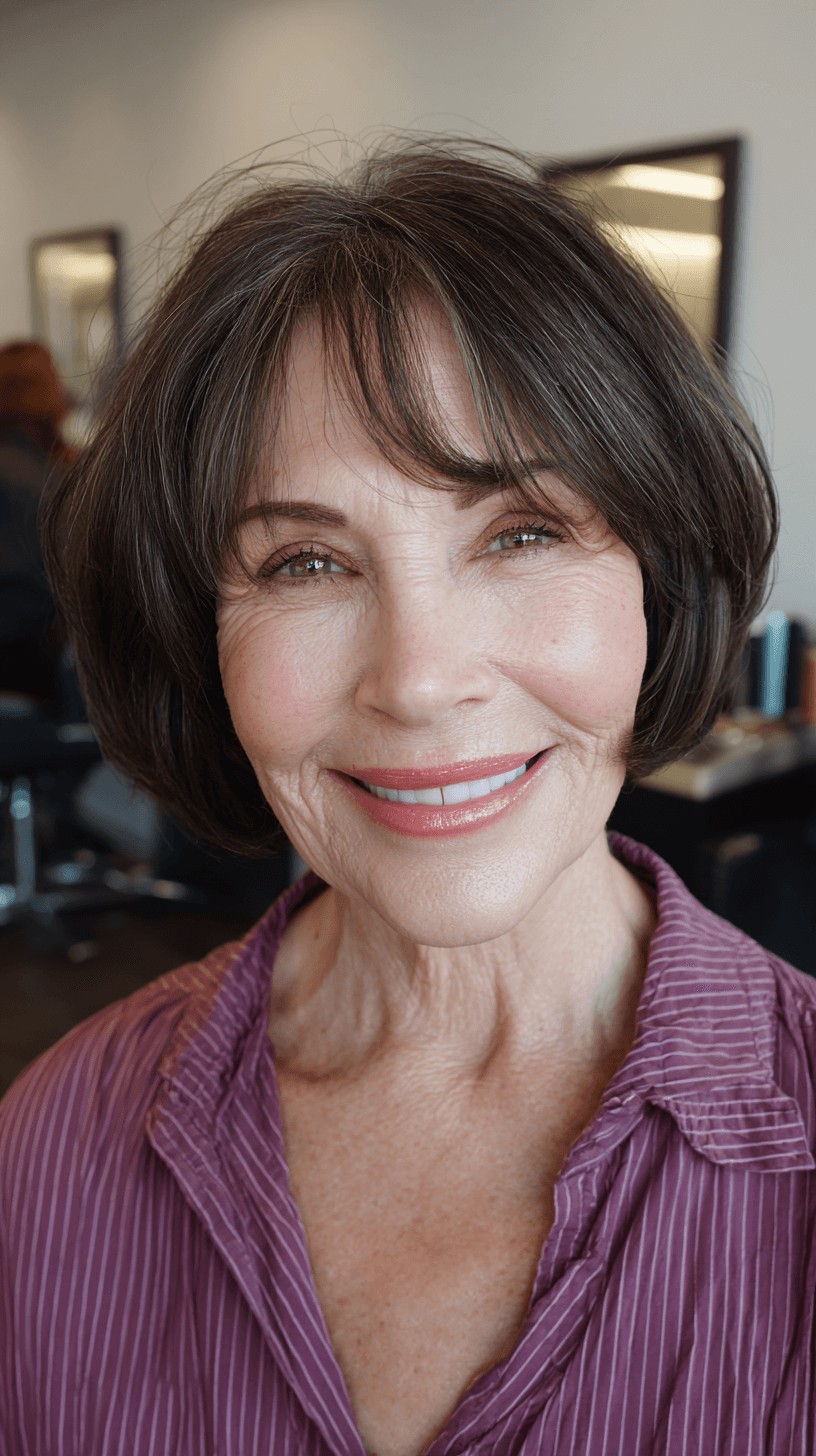 Classic Textured Oval Bob with Soft Bangs