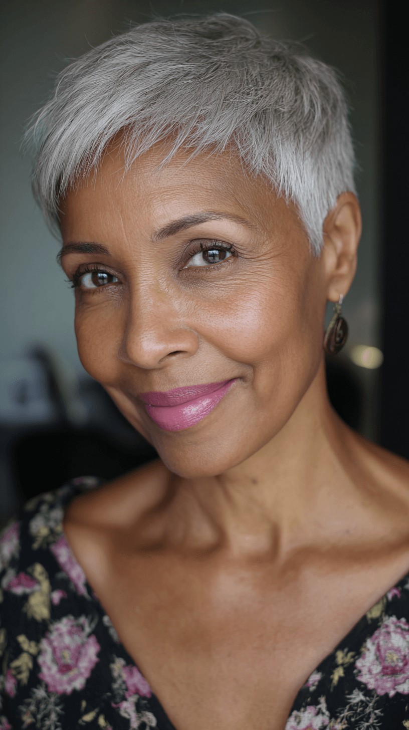 Chic Textured Silver Pixie Cut