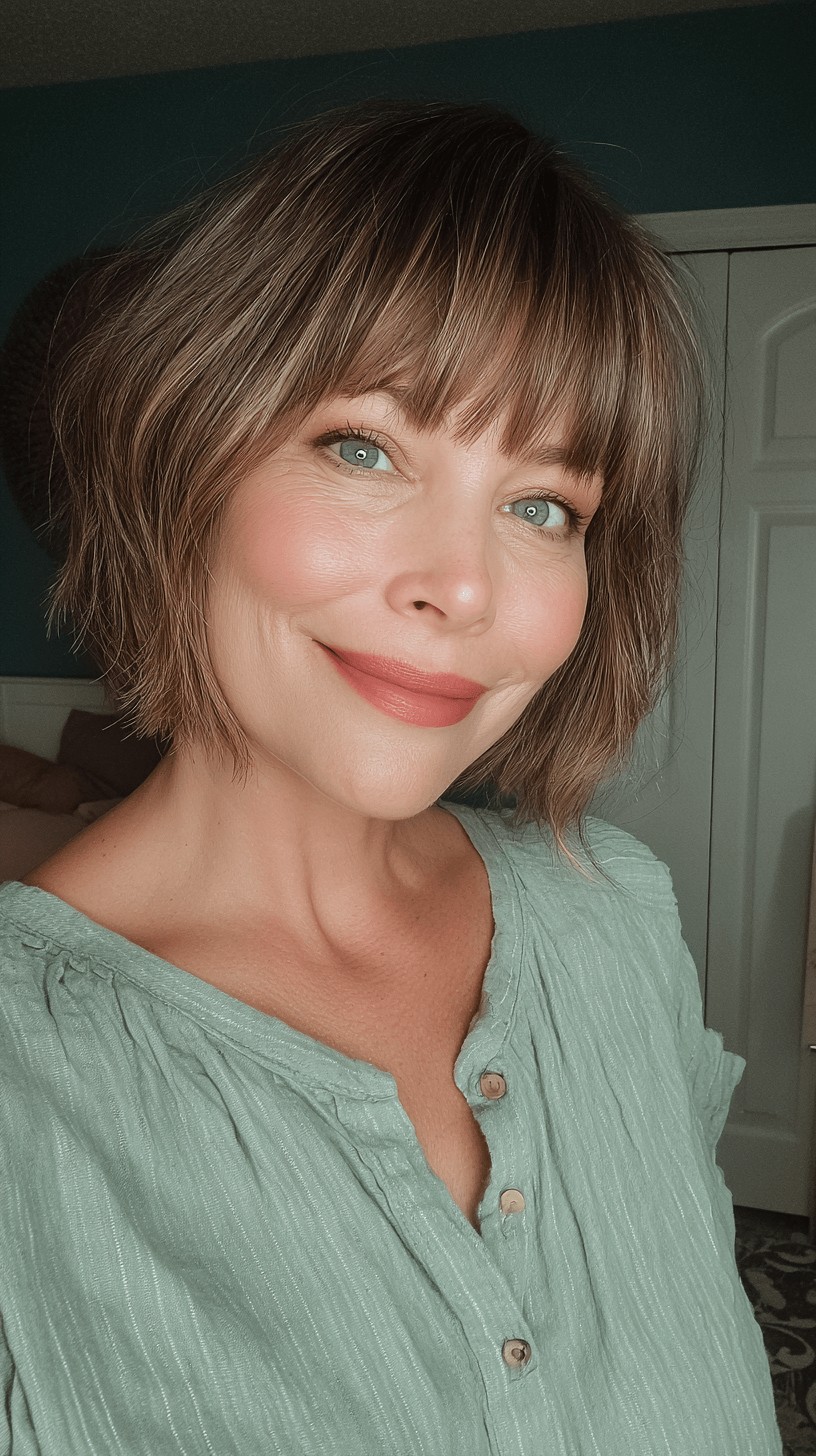Chic Textured Bob with Soft Bangs