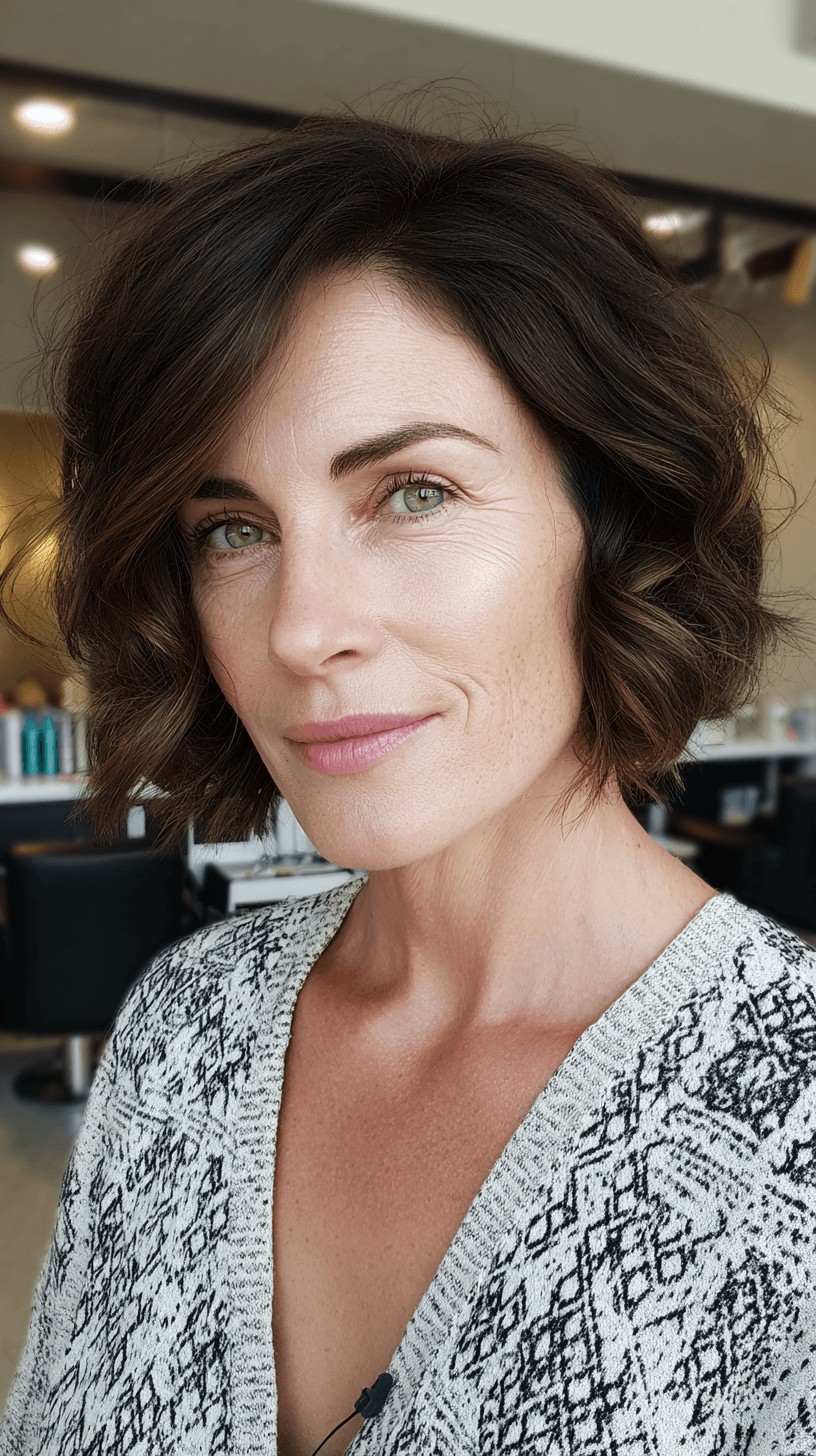 Chic Curly Lob with Soft Textured Waves