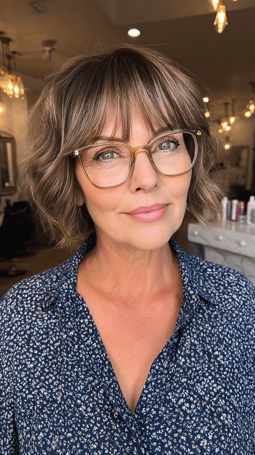 Chic Feathered Bob with Soft Body and Bangs