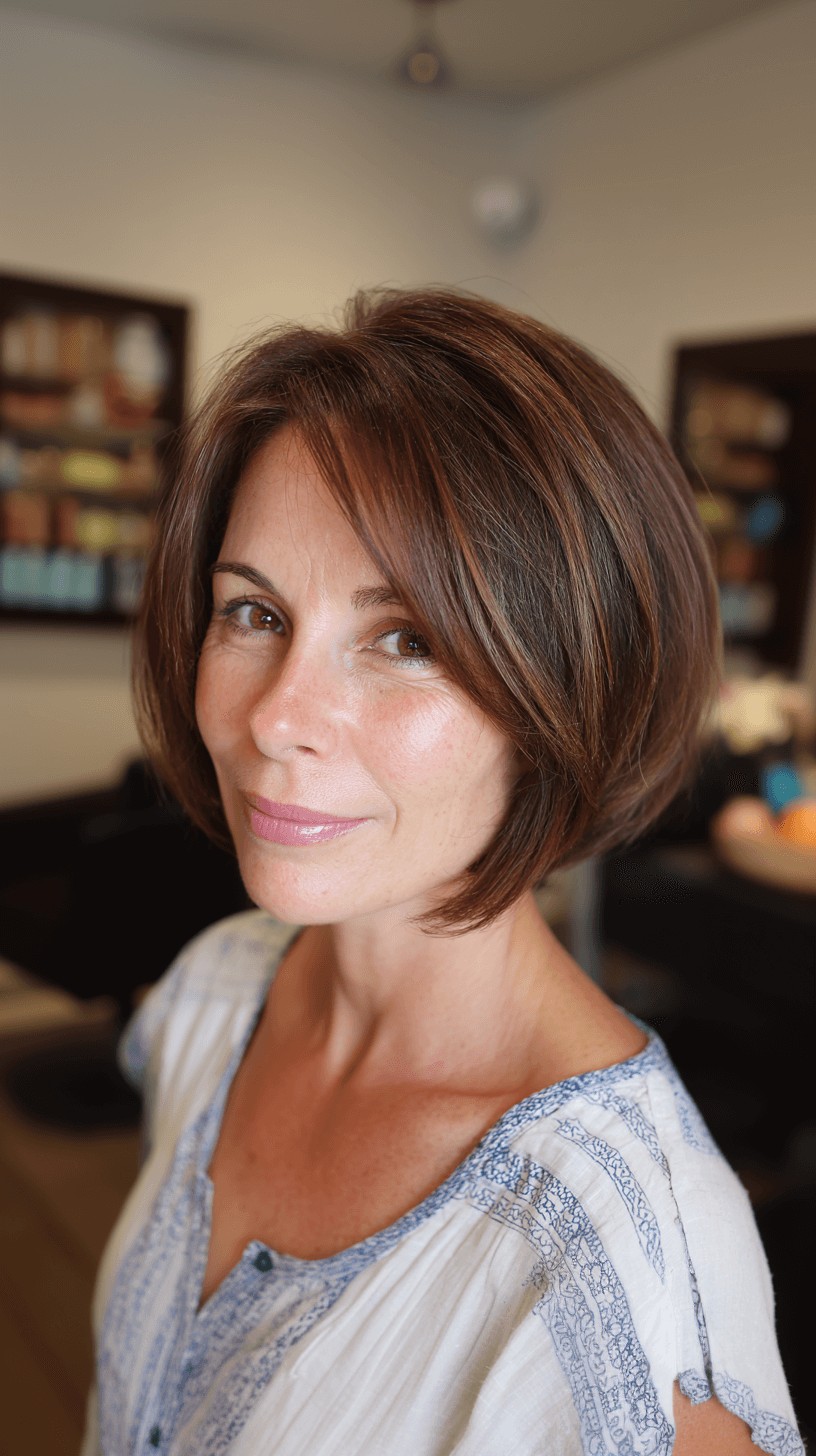 Chic Rounded Bob with Subtle Caramel Highlights