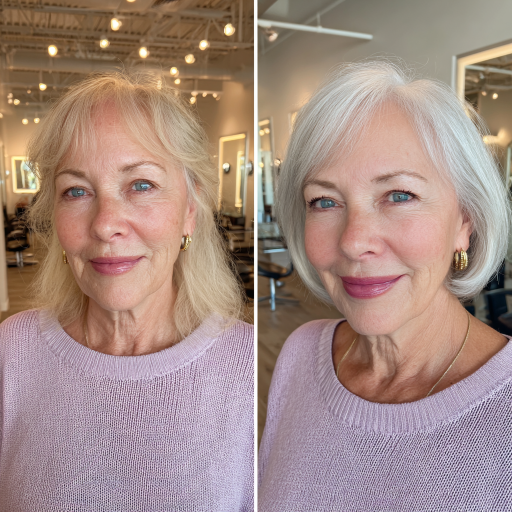 Chic Silver Bob with Soft Face-Framing Layers
