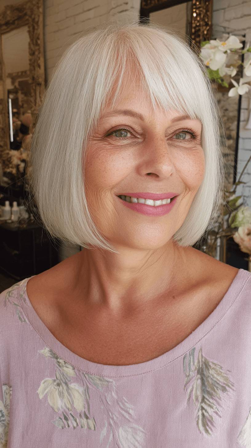Chic Silvery Bob with Soft Blunt Ends